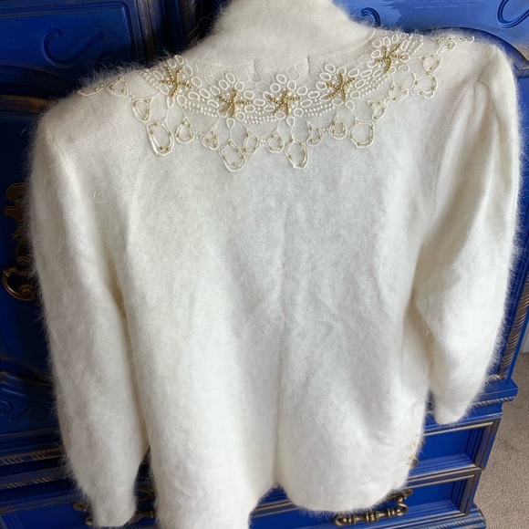 Vintage Cavalini Angora Beaded Sweater Top MED - Picture 5 of 6